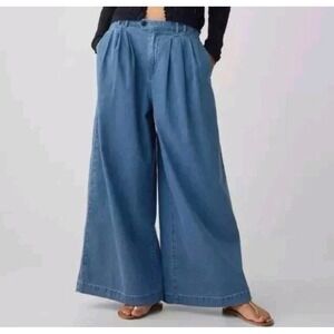 DOEN x GAP Ultra Wide Leg Pleated Trouser Jeans 12 Statement 90s Denim Boho Chic